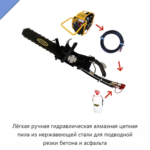 Лёгкая ручная гидравлическая алмазная цепная пила из нержавеющей стали для подводной резки бетона и асфальта