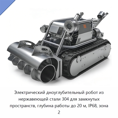 Электрический дноуглубительный робот из нержавеющей стали 304 для замкнутых пространств, глубина работы до 20 м, IP68, зона 2