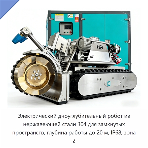 Электрический дноуглубительный робот из нержавеющей стали 304 для замкнутых пространств, глубина работы до 20 м, IP68, зона 2