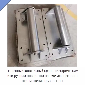Настенный консольный кран с электрическим или ручным поворотом на 360° для цехового перемещения грузов 1–3 т