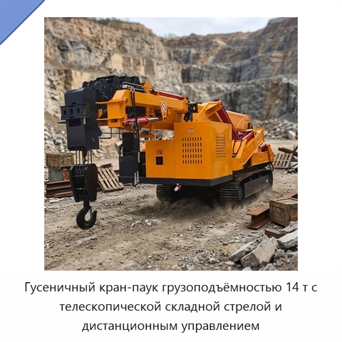 Гусеничный кран-паук грузоподъёмностью 14 т с телескопической складной стрелой и дистанционным управлением
