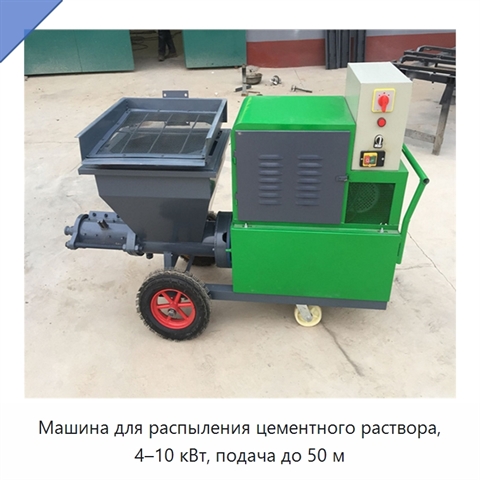 Машина для распыления цементного раствора, 4–10 кВт, подача до 50 м