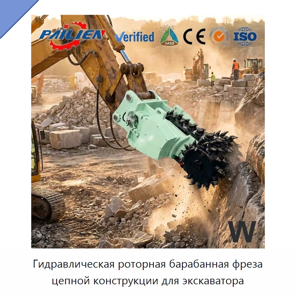 Гидравлическая роторная барабанная фреза цепной конструкции для экскаватора — Навесное оборудование для строительной техники