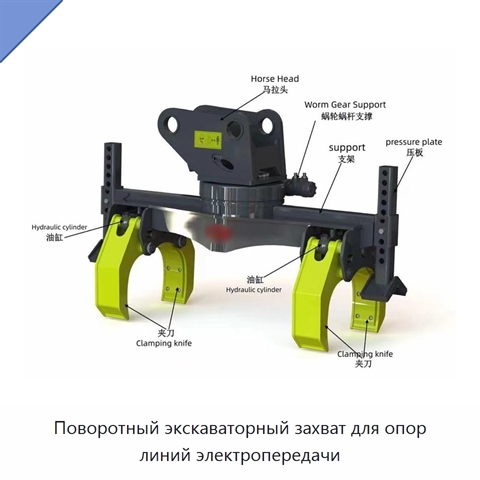 Поворотный экскаваторный захват для опор линий электропередачи