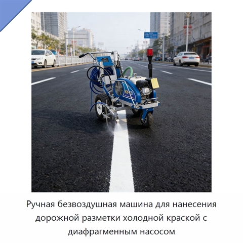 Ручная безвоздушная машина для нанесения дорожной разметки холодной краской с диафрагменным насосом