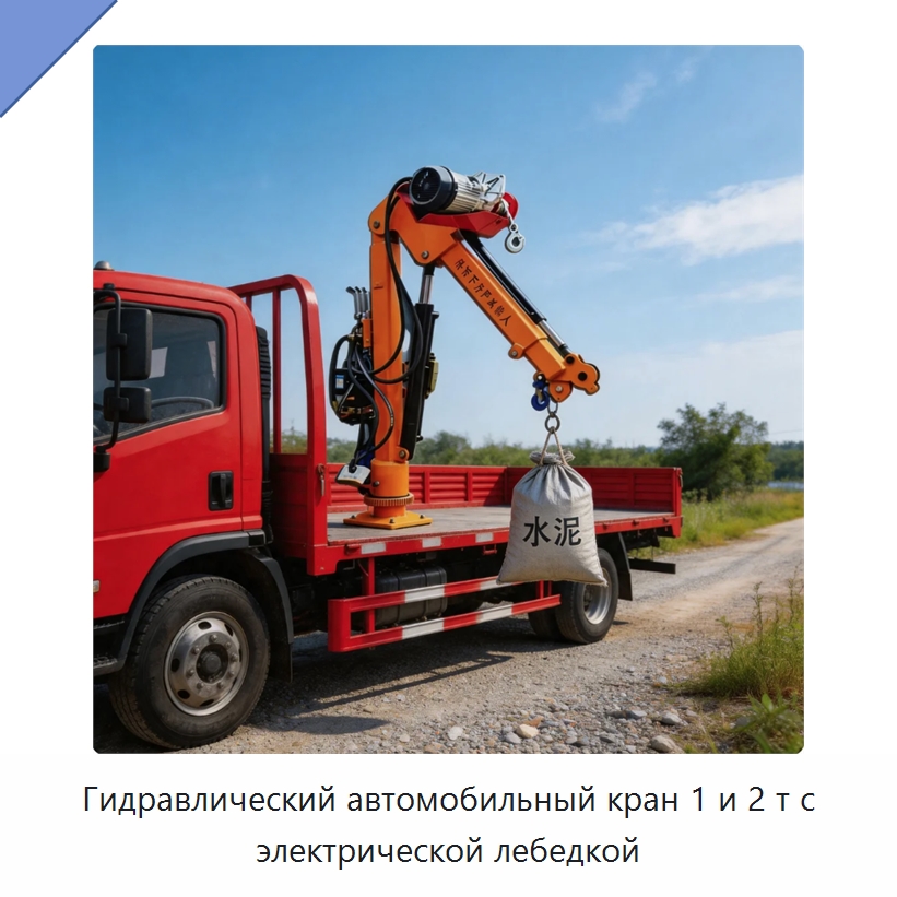 Гидравлический автомобильный кран 1 и 2 т с электрической лебедкой — Краны