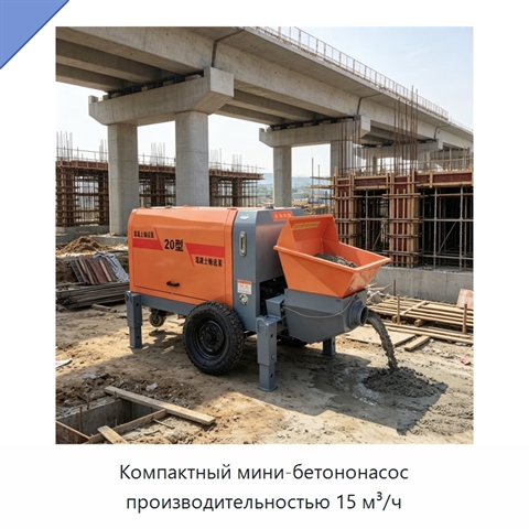 Компактный мини-бетононасос производительностью 15 м³/ч