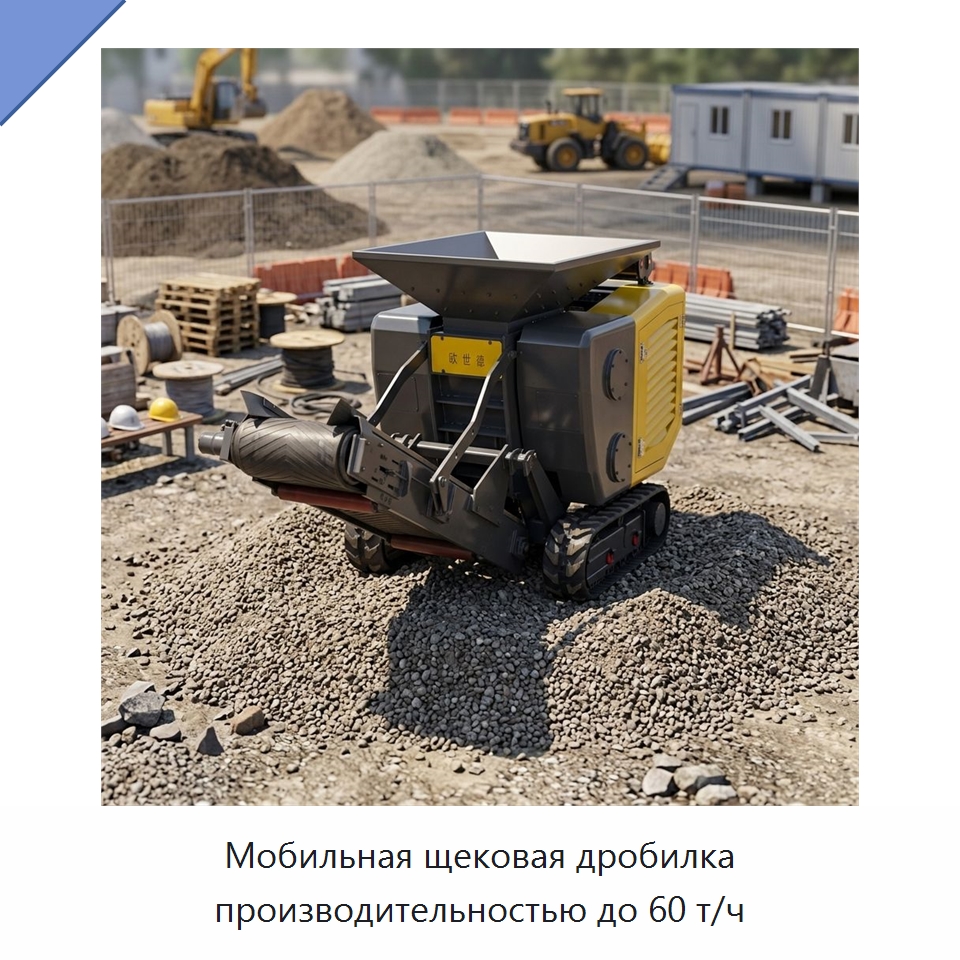 Мобильная щековая дробилка производительностью до 60 т/ч — Горнодобывающее оборудование