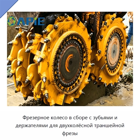 Фрезерное колесо в сборе с зубьями и держателями для двухколёсной траншейной фрезы