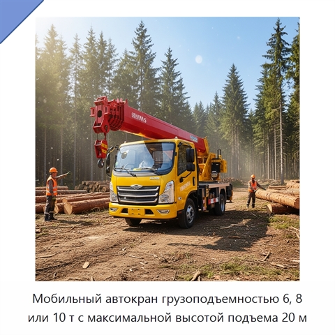 Мобильный автокран грузоподъемностью 6, 8 или 10 т с максимальной высотой подъема 20 м