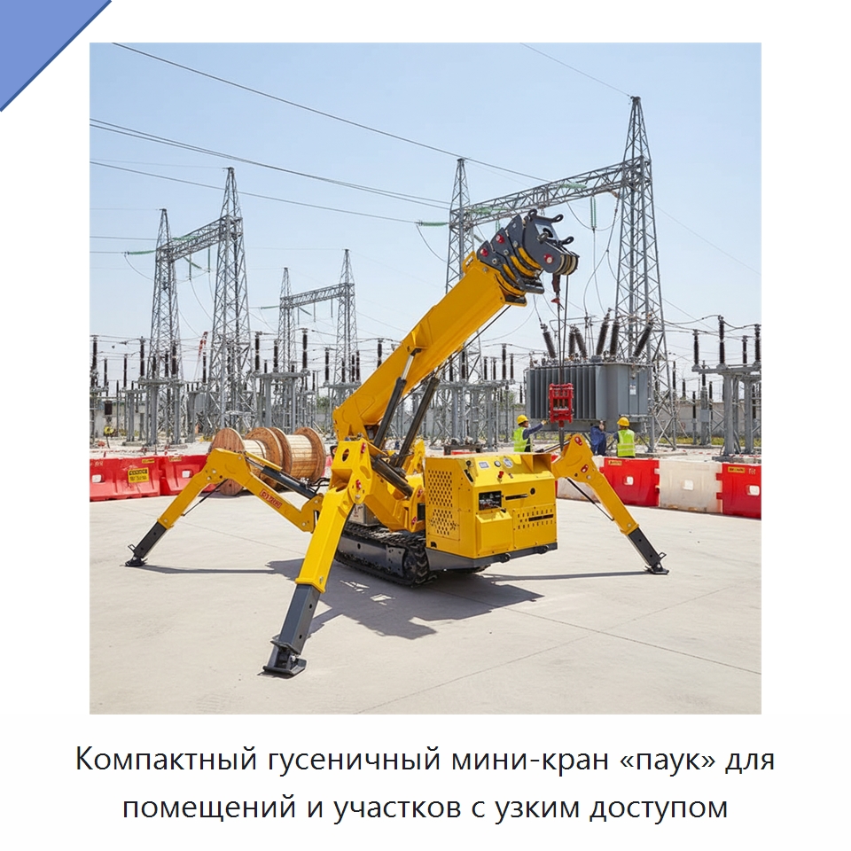 Компактный гусеничный мини-кран «паук» для помещений и участков с узким доступом — Краны