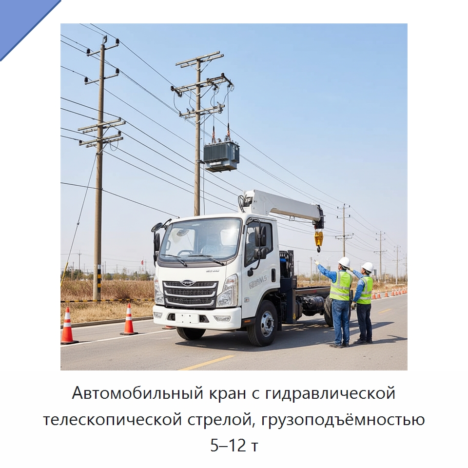 Автомобильный кран с гидравлической телескопической стрелой, грузоподъёмностью 5–12 т — Краны