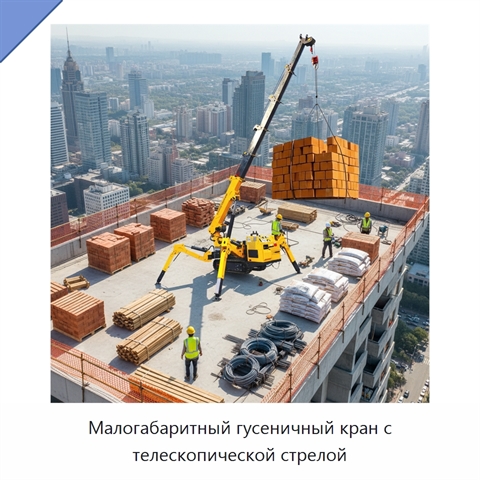 Малогабаритный гусеничный кран с телескопической стрелой