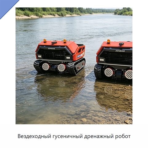 Вездеходный гусеничный дренажный робот