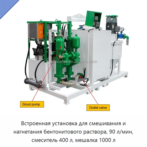 Встроенная установка для смешивания и нагнетания бентонитового раствора, 90 л/мин, смеситель 400 л, мешалка 1000 л