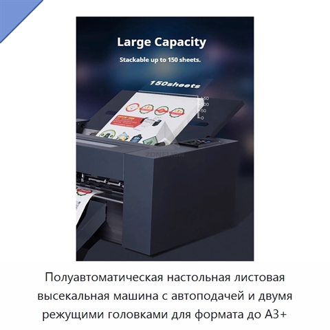 Полуавтоматическая настольная листовая высекальная машина с автоподачей и двумя режущими головками для формата до A3+