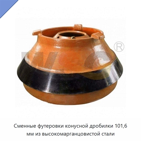 Сменные футеровки конусной дробилки 101,6 мм из высокомарганцовистой стали