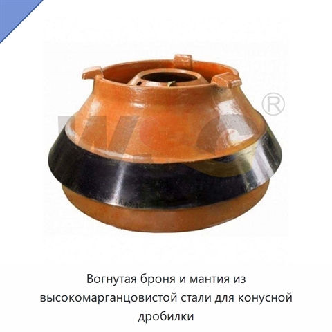Вогнутая броня и мантия из высокомарганцовистой стали для конусной дробилки
