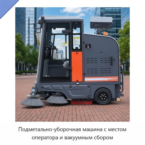 Подметально-уборочная машина с местом оператора и вакуумным сбором