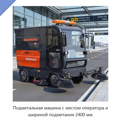 Подметальная машина с местом оператора и шириной подметания 2400 мм