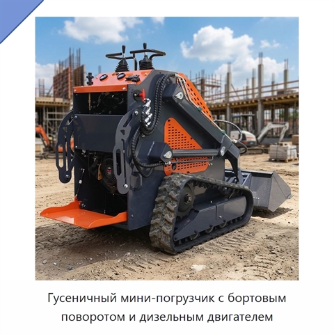 Гусеничный мини-погрузчик с бортовым поворотом и дизельным двигателем