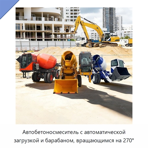 Автобетоносмеситель с автоматической загрузкой и барабаном, вращающимся на 270°