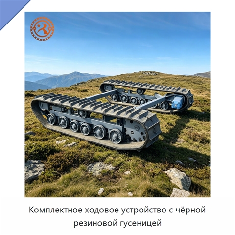 Комплектное ходовое устройство с чёрной резиновой гусеницей