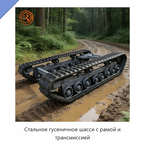 Стальное гусеничное шасси с рамой и трансмиссией