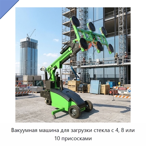 Вакуумная машина для загрузки стекла с 4, 8 или 10 присосками