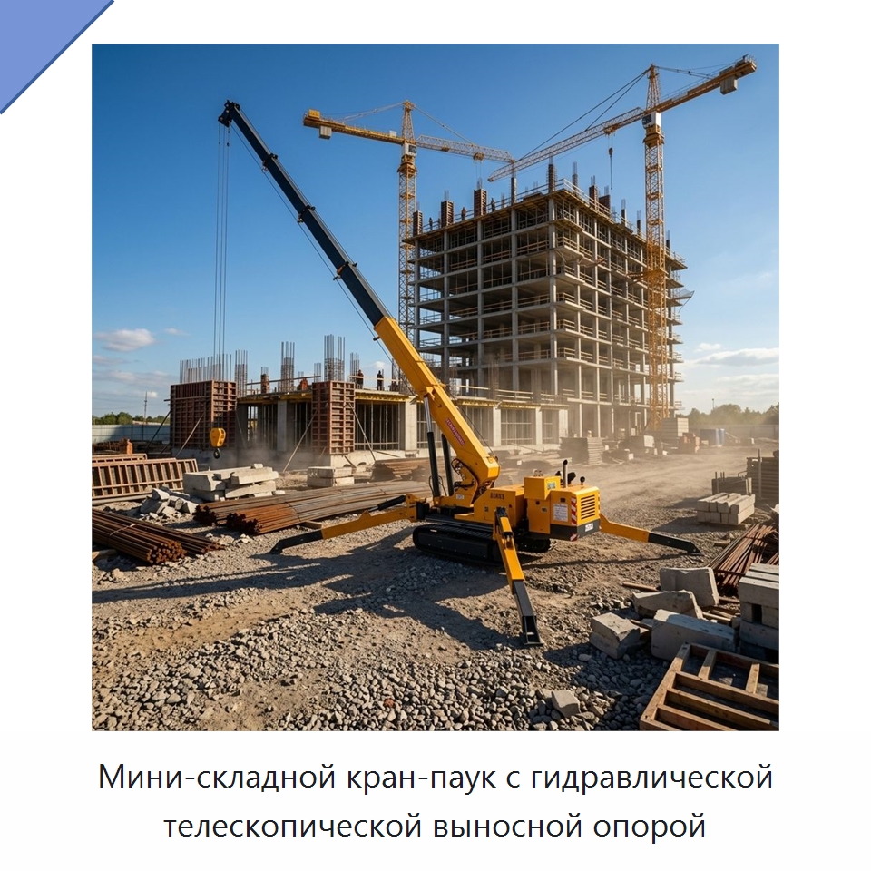 Мини-складной кран-паук с гидравлической телескопической выносной опорой — Краны
