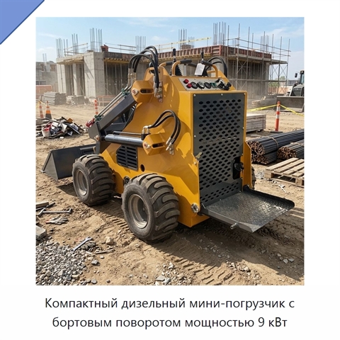 Компактный дизельный мини-погрузчик с бортовым поворотом мощностью 9 кВт