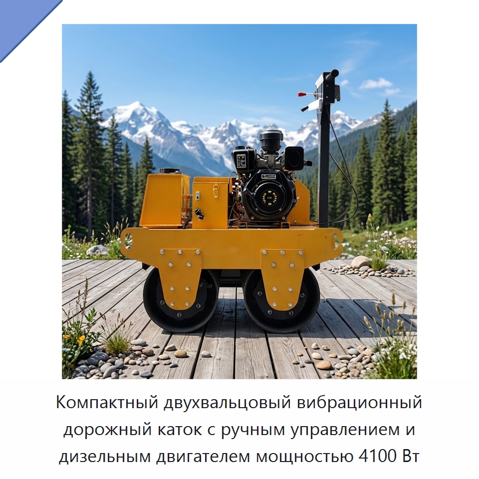 Компактный двухвальцовый вибрационный дорожный каток с ручным управлением и дизельным двигателем мощностью 4100 Вт — Дорожная техника