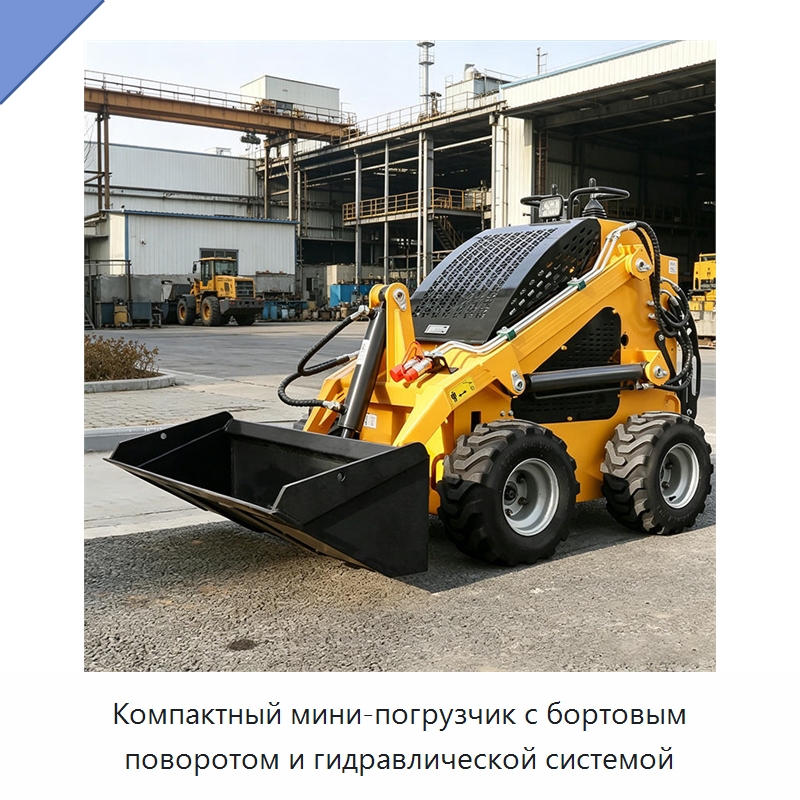Компактный мини-погрузчик с бортовым поворотом и гидравлической системой — Землеройная техника