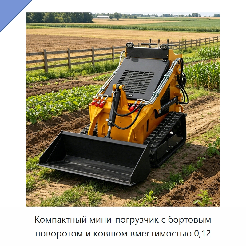 Компактный мини-погрузчик с бортовым поворотом и ковшом вместимостью 0,12 — Землеройная техника