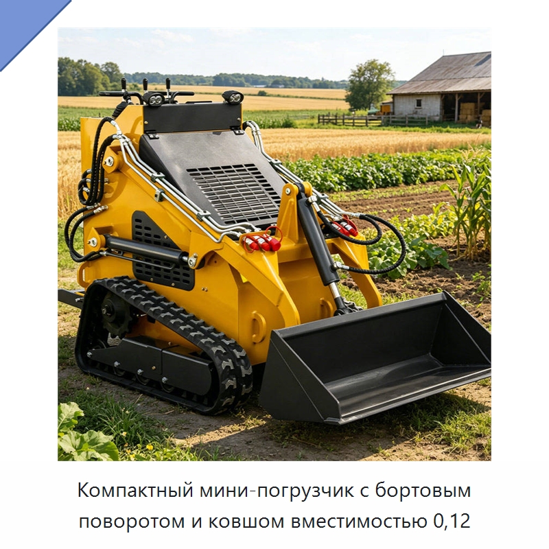 Компактный мини-погрузчик с бортовым поворотом и ковшом вместимостью 0,12 — Землеройная техника