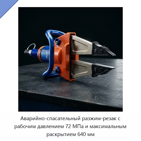 Аварийно-спасательный разжим-резак с рабочим давлением 72 МПа и максимальным раскрытием 640 мм