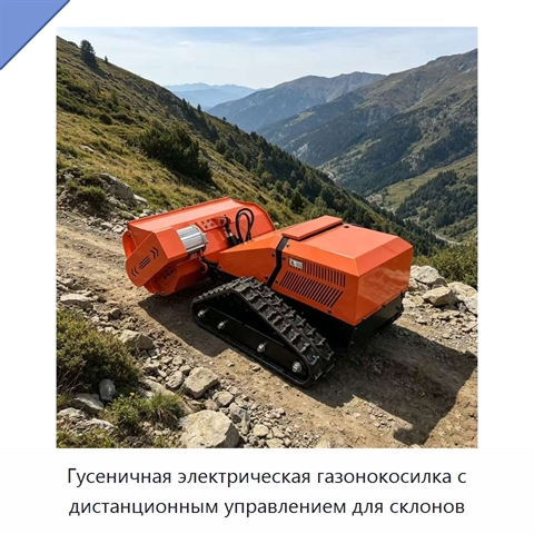 Гусеничная электрическая газонокосилка с дистанционным управлением для склонов