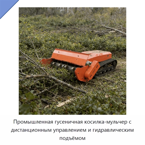 Промышленная гусеничная косилка-мульчер с дистанционным управлением и гидравлическим подъёмом