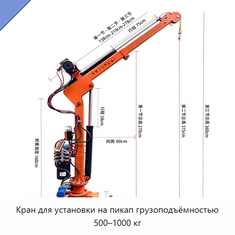 Кран для установки на пикап грузоподъёмностью 500–1000 кг