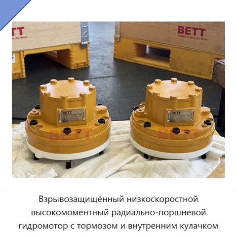 Взрывозащищённый низкоскоростной высокомоментный радиально-поршневой гидромотор с тормозом и внутренним кулачком
