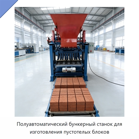 Полуавтоматический бункерный станок для изготовления пустотелых блоков