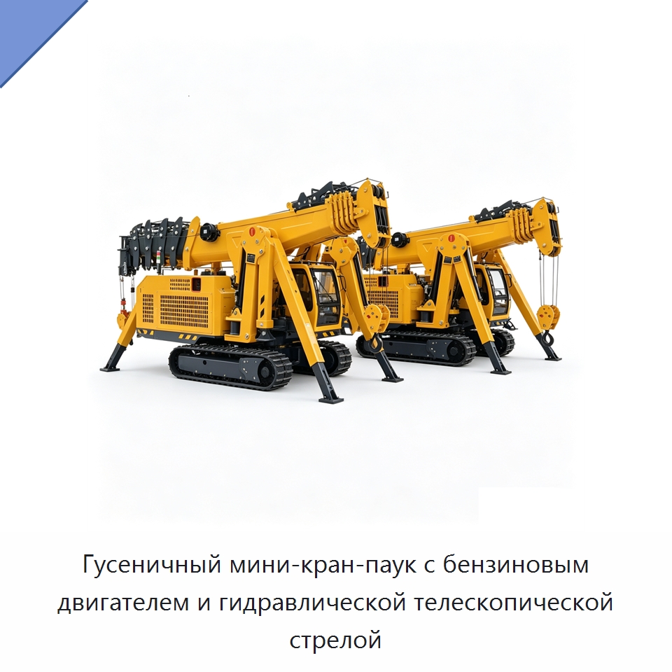 Гусеничный мини-кран-паук с бензиновым двигателем и гидравлической телескопической стрелой — Краны