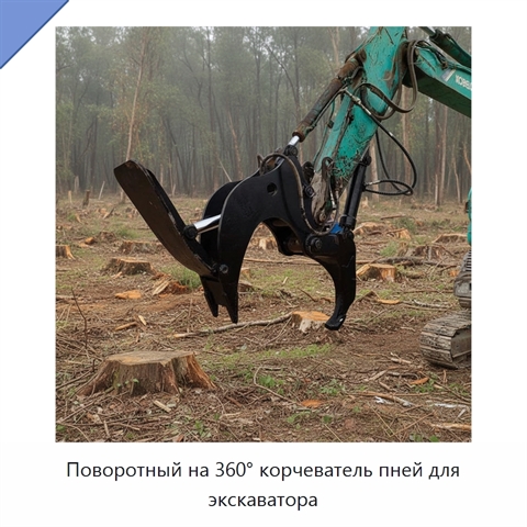 Поворотный на 360° корчеватель пней для экскаватора
