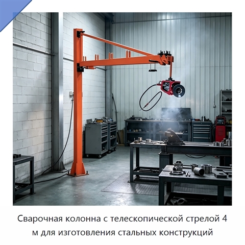 Сварочная колонна с телескопической стрелой 4 м для изготовления стальных конструкций