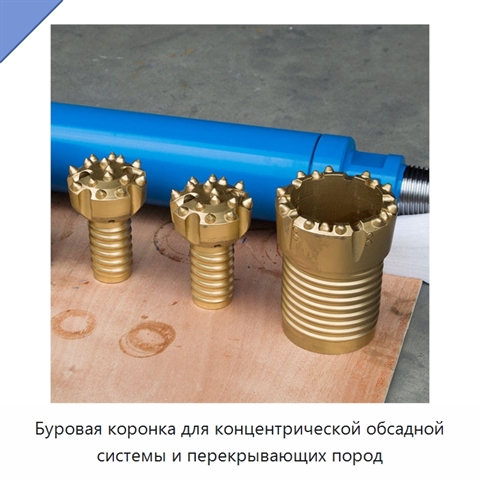 Буровая коронка для концентрической обсадной системы и перекрывающих пород