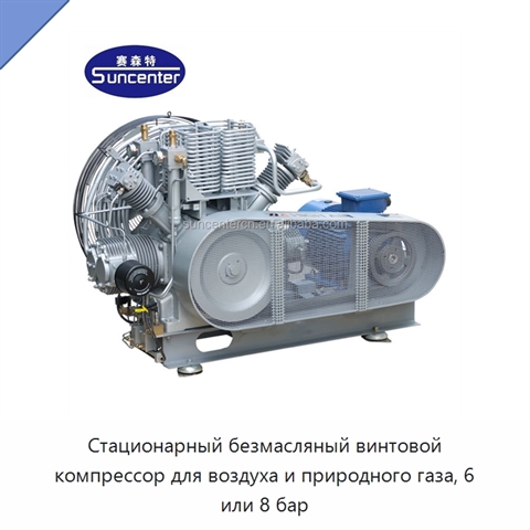 Стационарный безмасляный винтовой компрессор для воздуха и природного газа, 6 или 8 бар