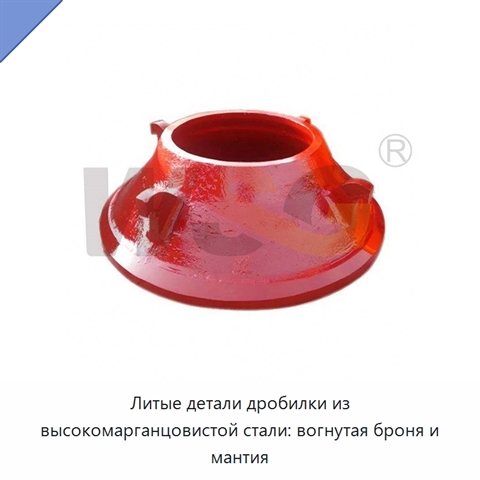 Литые детали дробилки из высокомарганцовистой стали: вогнутая броня и мантия
