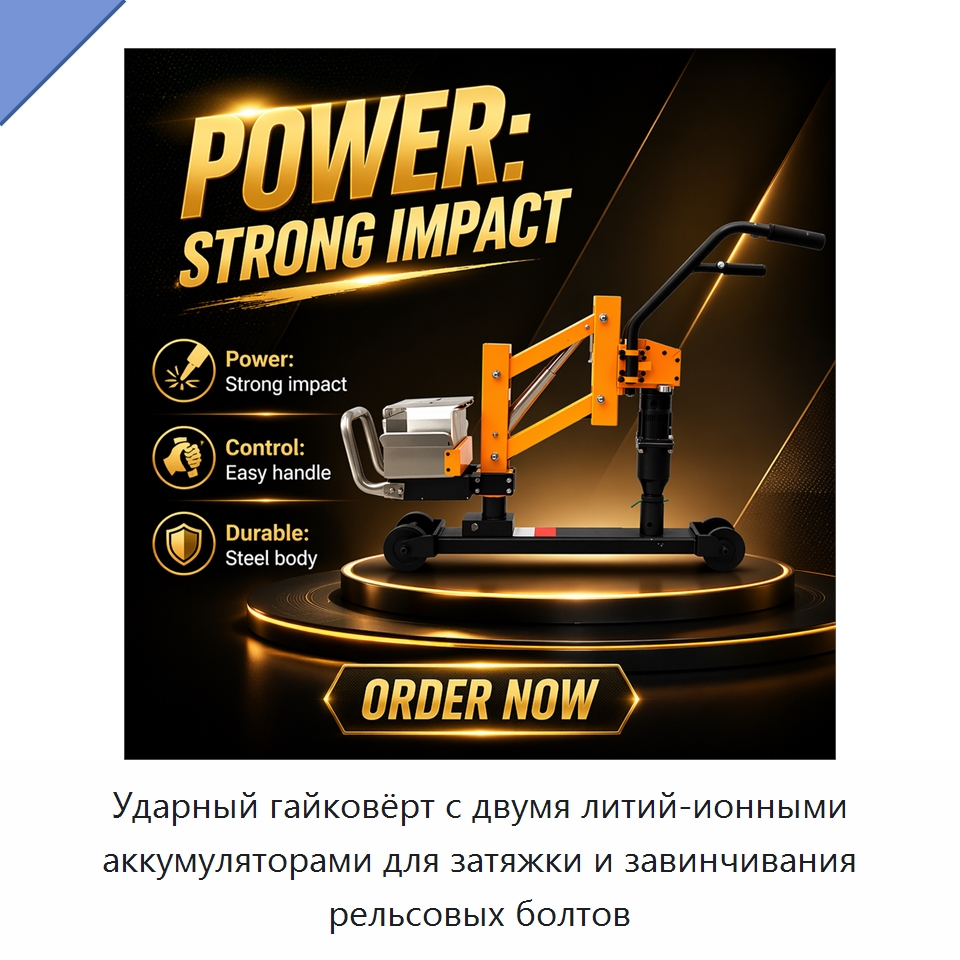 Ударный гайковёрт с двумя литий-ионными аккумуляторами для затяжки и завинчивания рельсовых болтов — Комплектующие и принадлежности для железнодорожного транспорта
