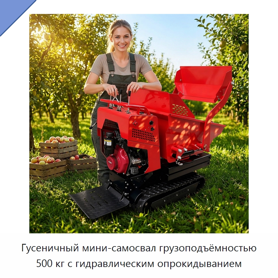 Гусеничный мини-самосвал грузоподъёмностью 500 кг с гидравлическим опрокидыванием — Землеройная техника