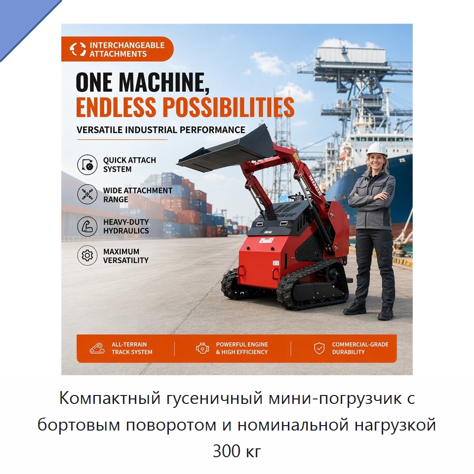 Компактный гусеничный мини-погрузчик с бортовым поворотом и номинальной нагрузкой 300 кг — Землеройная техника